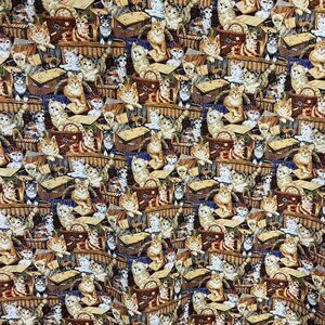 Harvest Kitties By Fabri Quilt Fabric 41" Wide 1.8 yards Washed